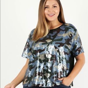 Sequins top available in plus only 2X